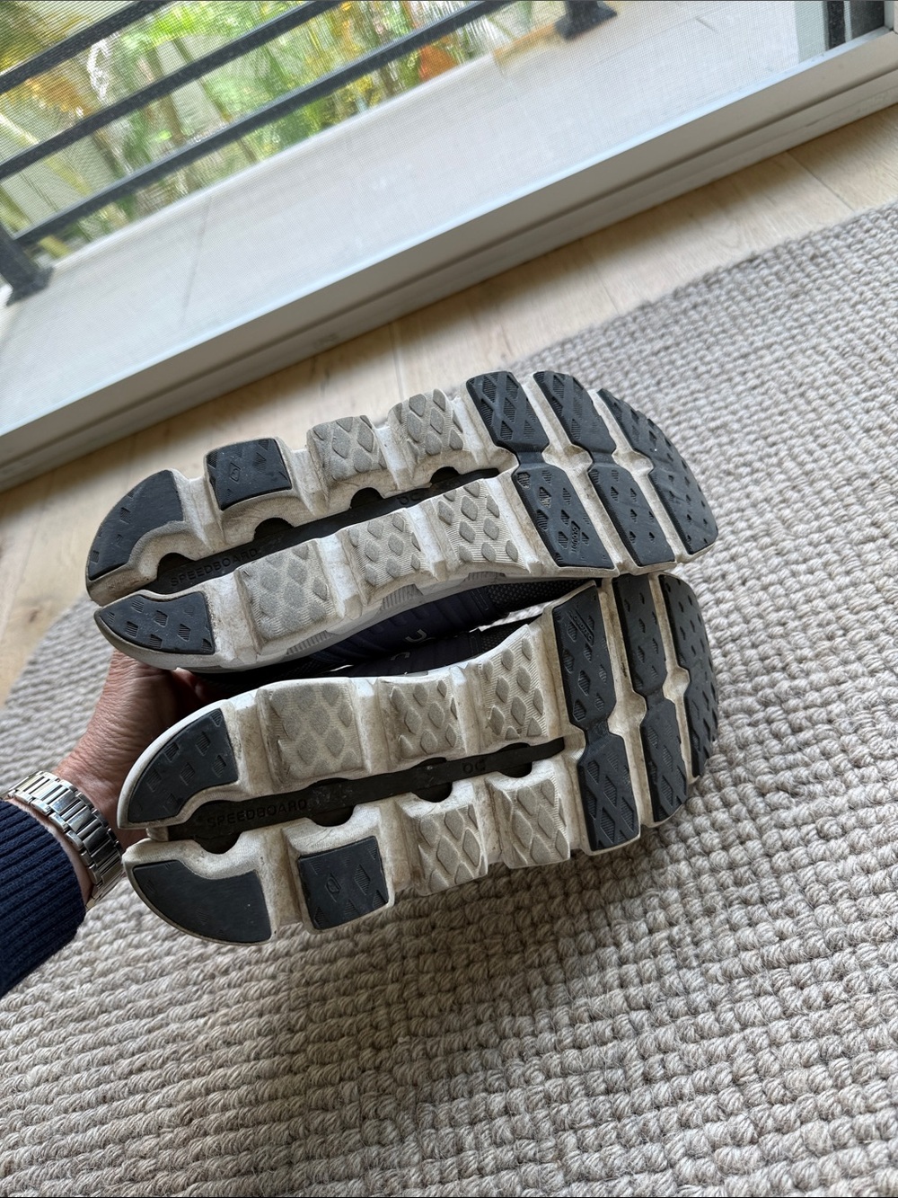On Women's Cloud Running Shoes in Blue and White - Picture 4 of 4
